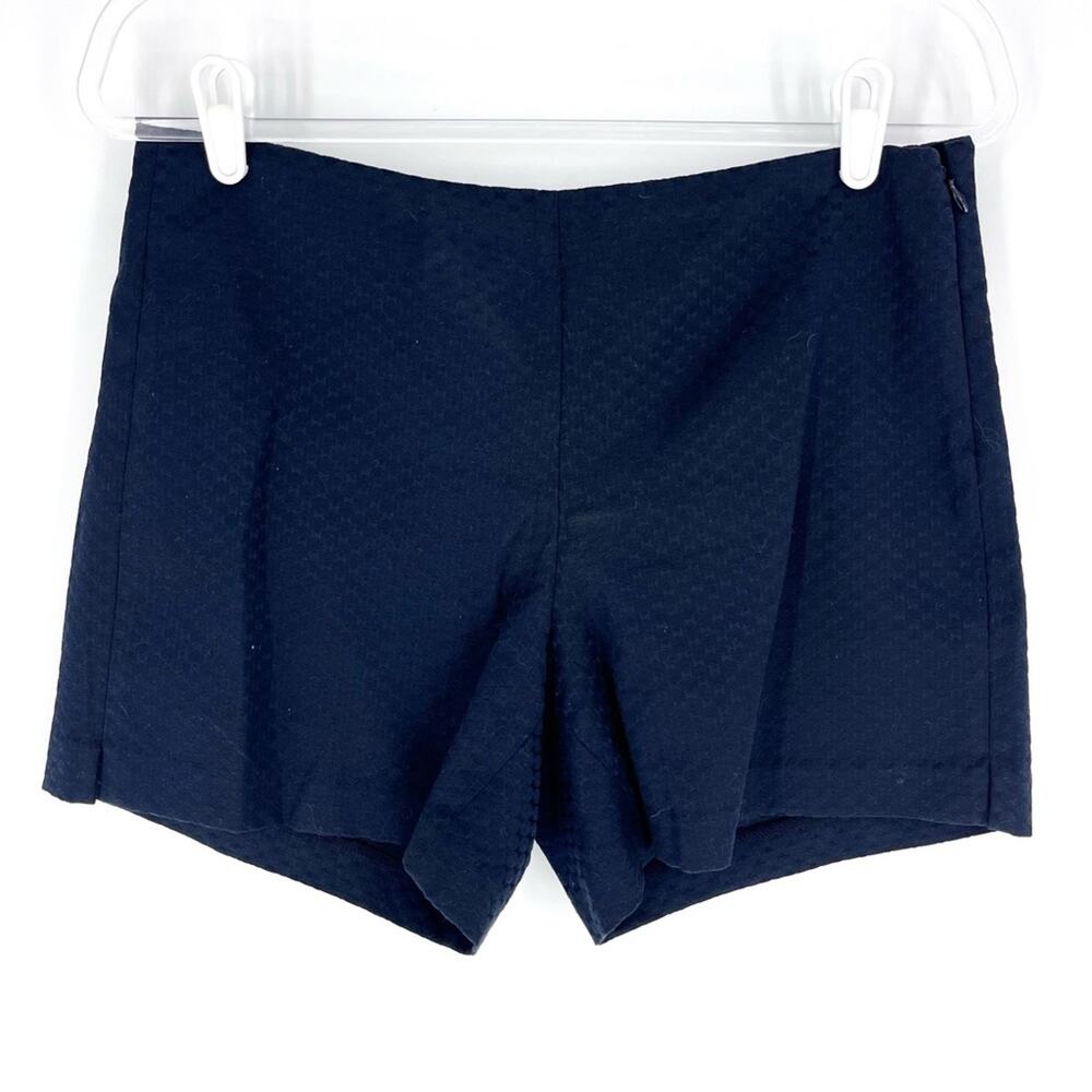Ecru Navy Shorts Subtle Texture and Sheen Side Zip Size 8